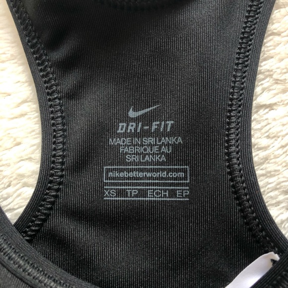 NWT Nike Black Sports Bra with White Logo - Picture 3 of 5